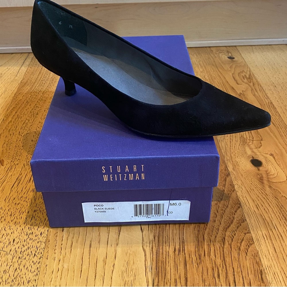 Stuart Weitzman Poco Suede Kitten Heel Pump